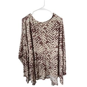 ODDI Women's Animal Print Waffle Knit Blouse Size S Multicolor